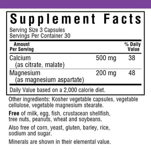 Supplement Facts for Bluebonnet Calcium Plus Magnesium Capsules