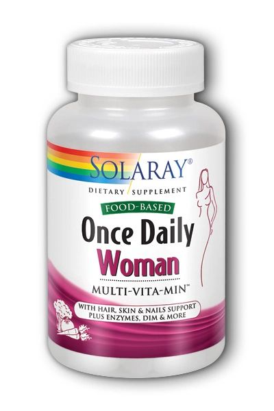 A bottle of Solaray Once Daily Woman Food Based Multivitamin