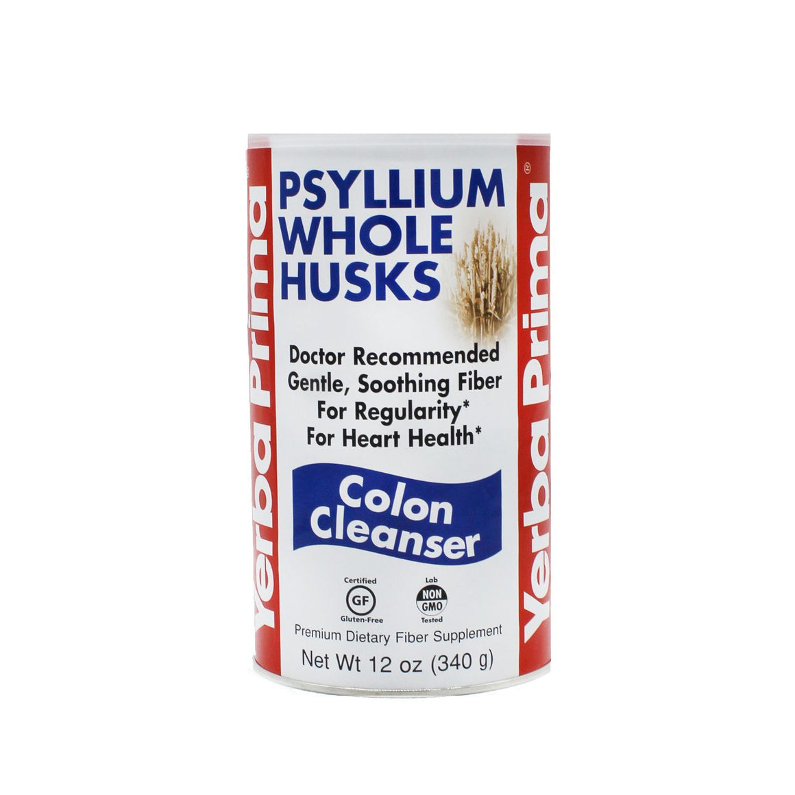 A jar of Yerba Prima Psyllium Whole Husks - Colon Cleanser