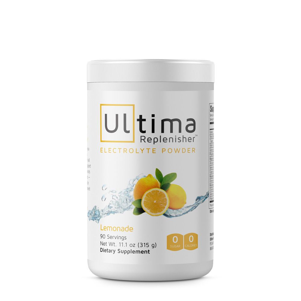 A jar of Ultima Replenisher - Lemonade