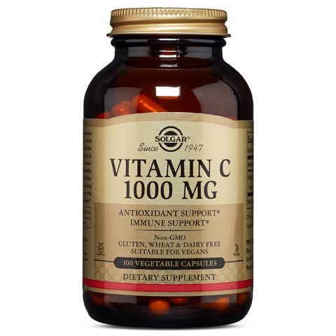 A bottle of Solgar Vitamin C 1000 mg