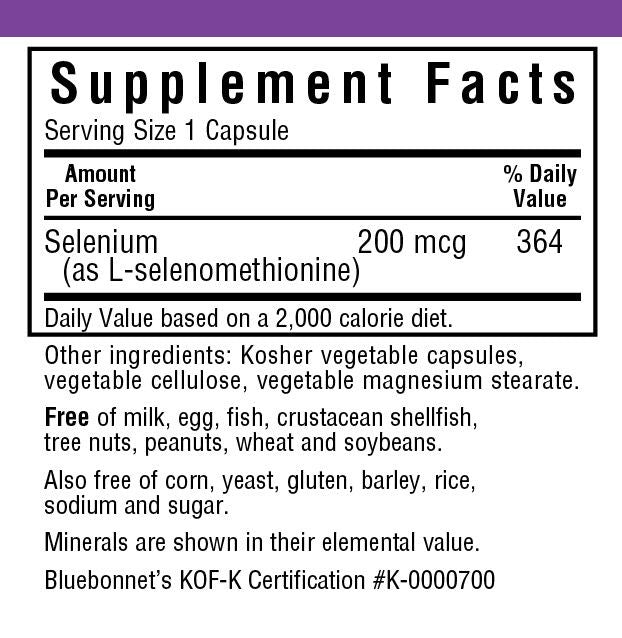 A bottle of Bluebonnet Selenium 200 MCG