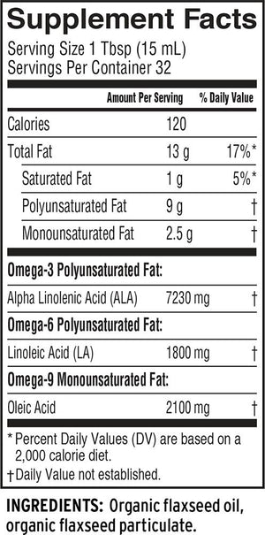 Supplement Facts for Barleans Organic Lignan Flax Oil