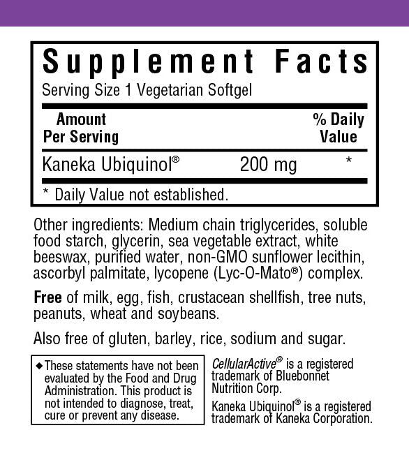 A bottle of Bluebonnet CellularActive® CoQ10 Ubiquinol 200 mg