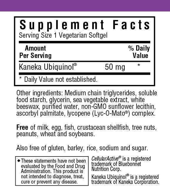 A bottle of Bluebonnet CellularActive® CoQ10 Ubiquinol 50 mg