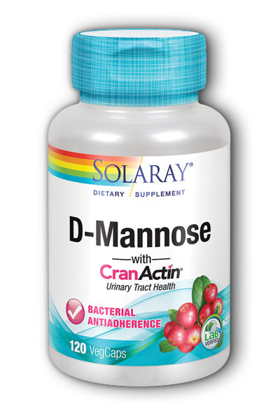 A bottle of Solaray D-Mannose with CranActin Cranberry Extract