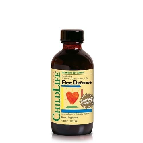 A bottle of ChildLife First Defense