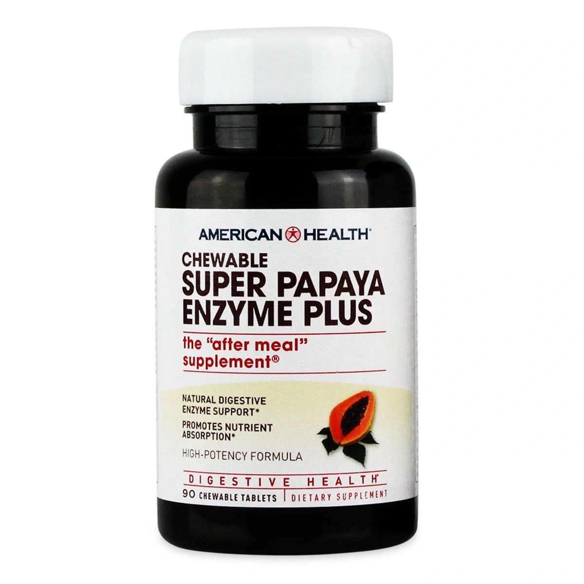 A bottle of American Health Super Papaya Enzyme Plus