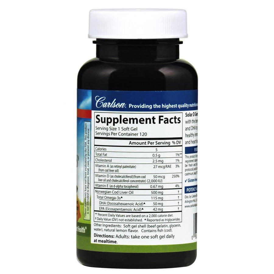 A bottle if Solar D Gems 2000 IU Carlson 