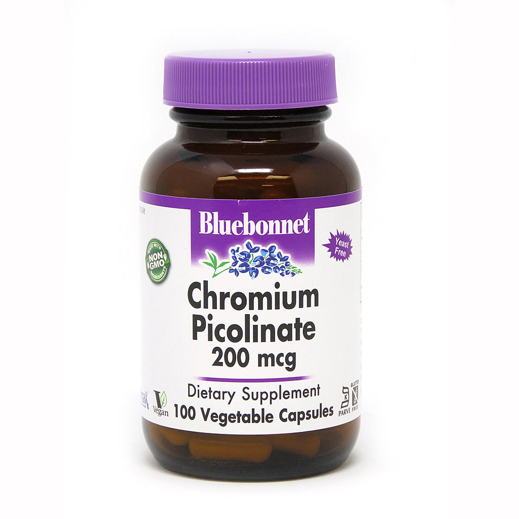 A bottle of Bluebonnet Chromium Picolinate 200 mcg