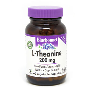 A bottle of Bluebonnet L-Theanine 200 mg