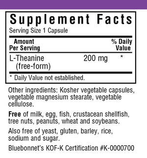 Supplement Facts for L-Theanine 200 mg