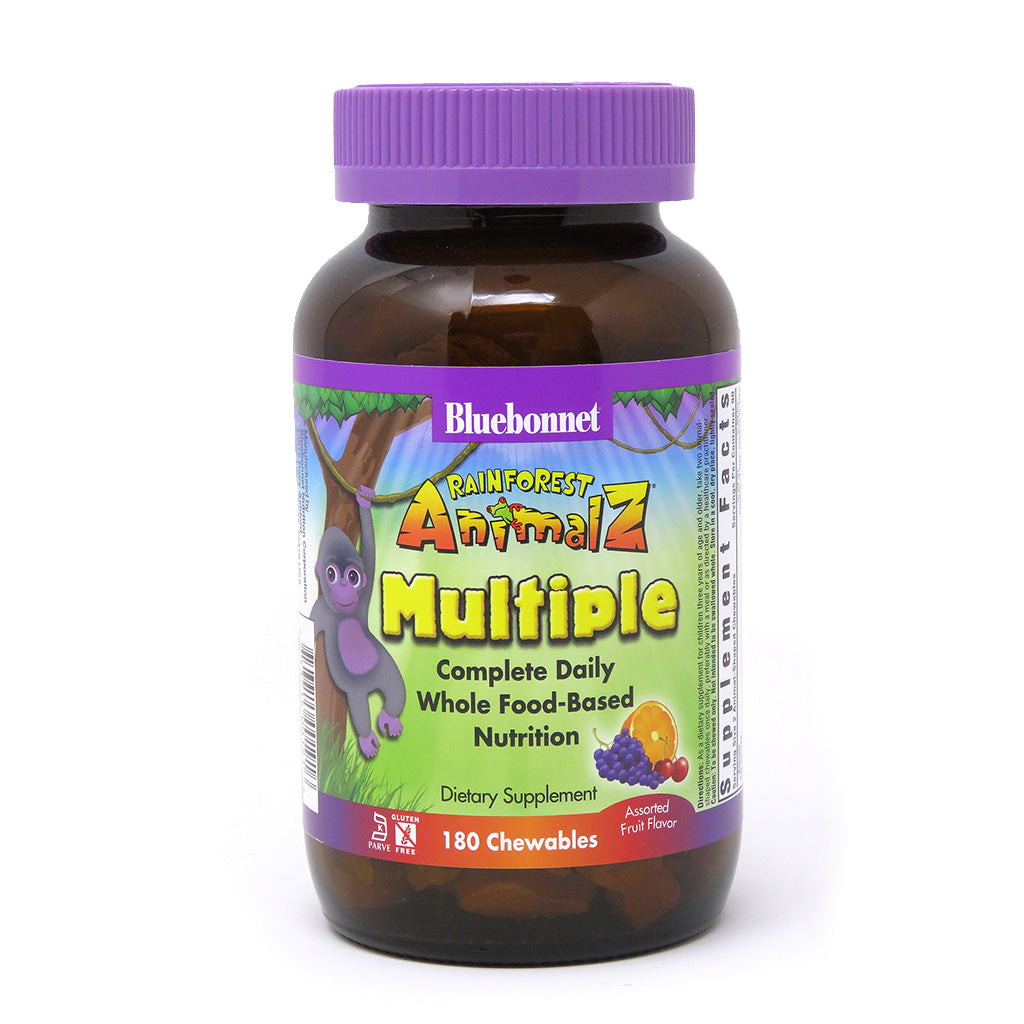 A bottle of Bluebonnet Super Earth® Rainforest Animal® Whole Food Based Multiple - Assorted