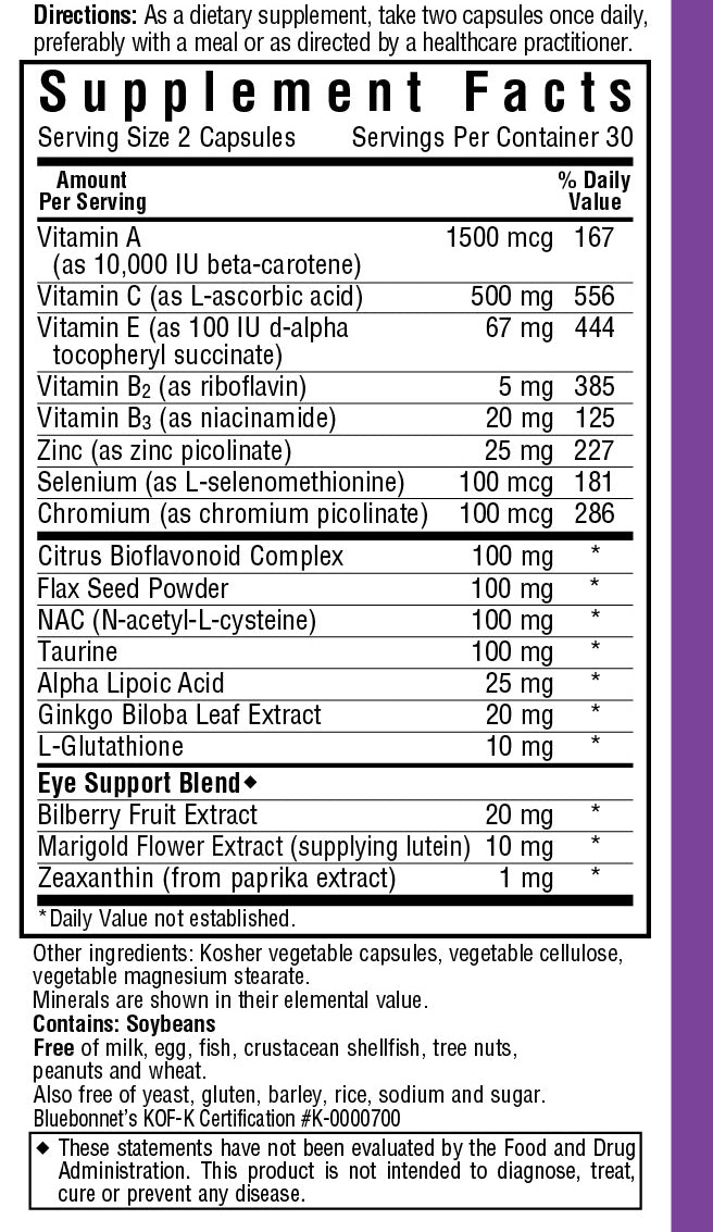 A bottle of Bluebonnet Eye Antioxidant Formula
