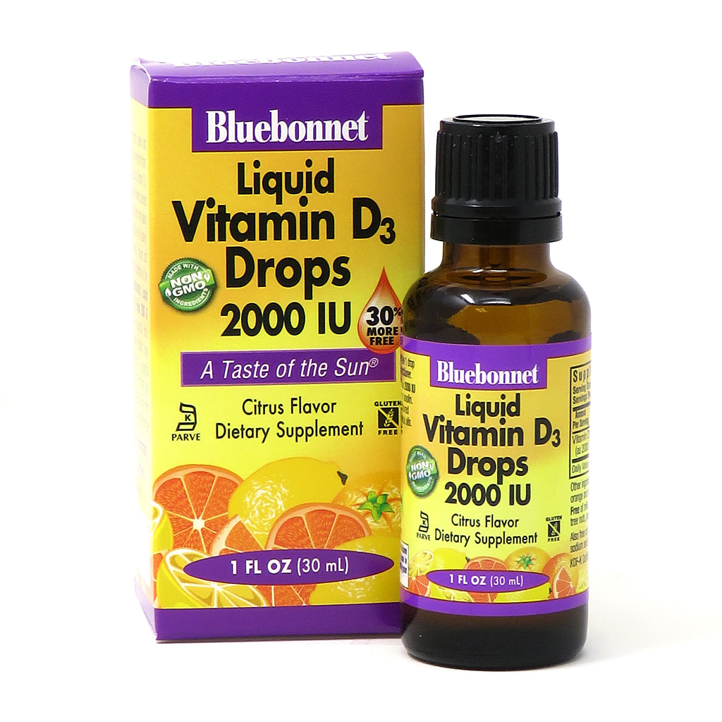 Liquid Vitamin D3 Drops 2000 IU Citrus 1 fl oz Bluebonnet