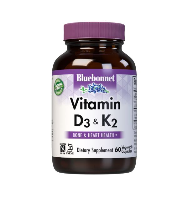 Vitamin D3 and K2 - Bluebonnet - 60 capsules