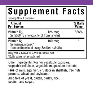 Vitamin D3 and K2 - Bluebonnet - 60 capsules