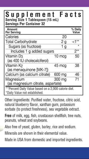 Supplement Facts for Bluebonnet Bone Support - Blueberry Flavor