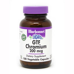 A bottle of Bluebonnet Gtf Chromium 200 mcg