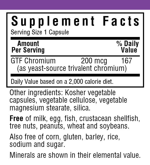 A bottle of Bluebonnet Gtf Chromium 200 mcg