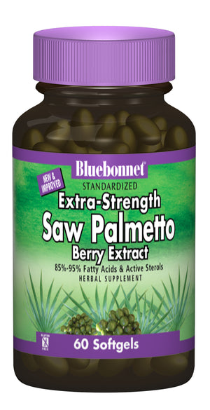 A bottle of Bluebonnet Extra-Strength Saw Palmetto Berry Extract