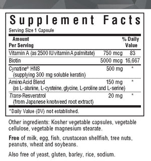 Supplement Facts for Bluebonnet Beautiful Ally® Keratin Care™