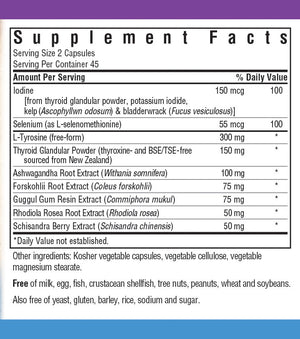 Supplement Facts for Bluebonnet Targeted Choice® Thyroid Boost
