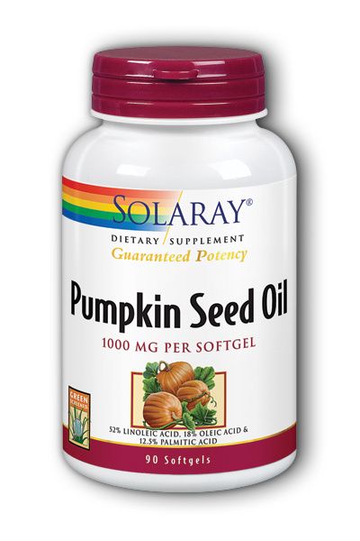 A bottle of Solaray Pumpkin Seed Oil