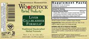 Label with supplemental facts for Woodstock Herbal Products  Liver Gallbladder Formula