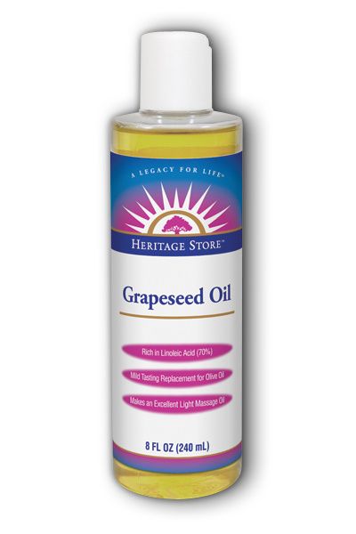 A bottle of Heritage Store Grapeseed Oil