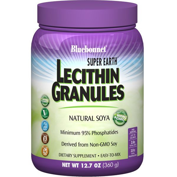 A jar of Bluebonnet Super Earth® Non-GMO Lecithin Granules