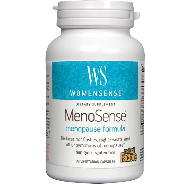 A bottle of Natural Factors WomenSense® MenoSense®