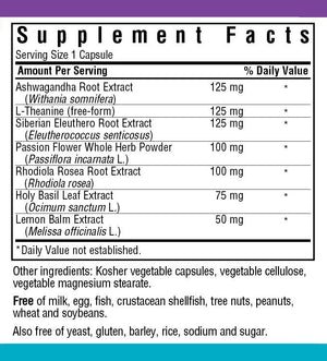 Supplement Facts for  Bluebonnet Targeted Choice® Stress Relief