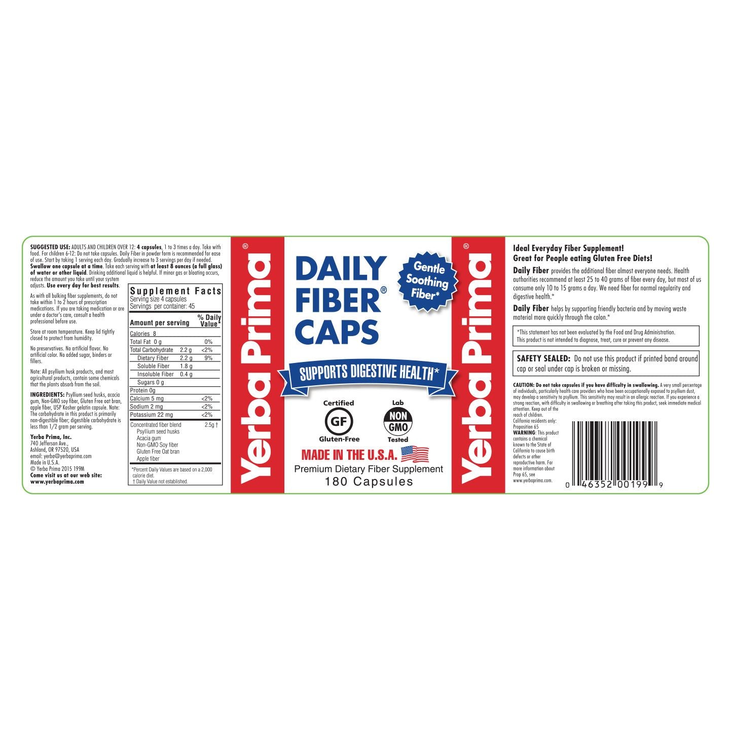 A bottle of Yerba Prima Daily Fiber Caps