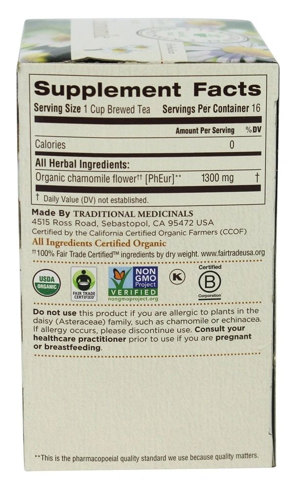 A box of Traditional Medicinals Organic Chamomile Tea