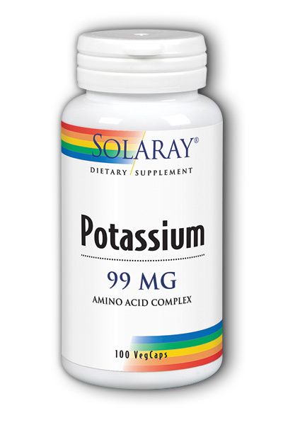A bottle of Solaray Potassium 99 mg