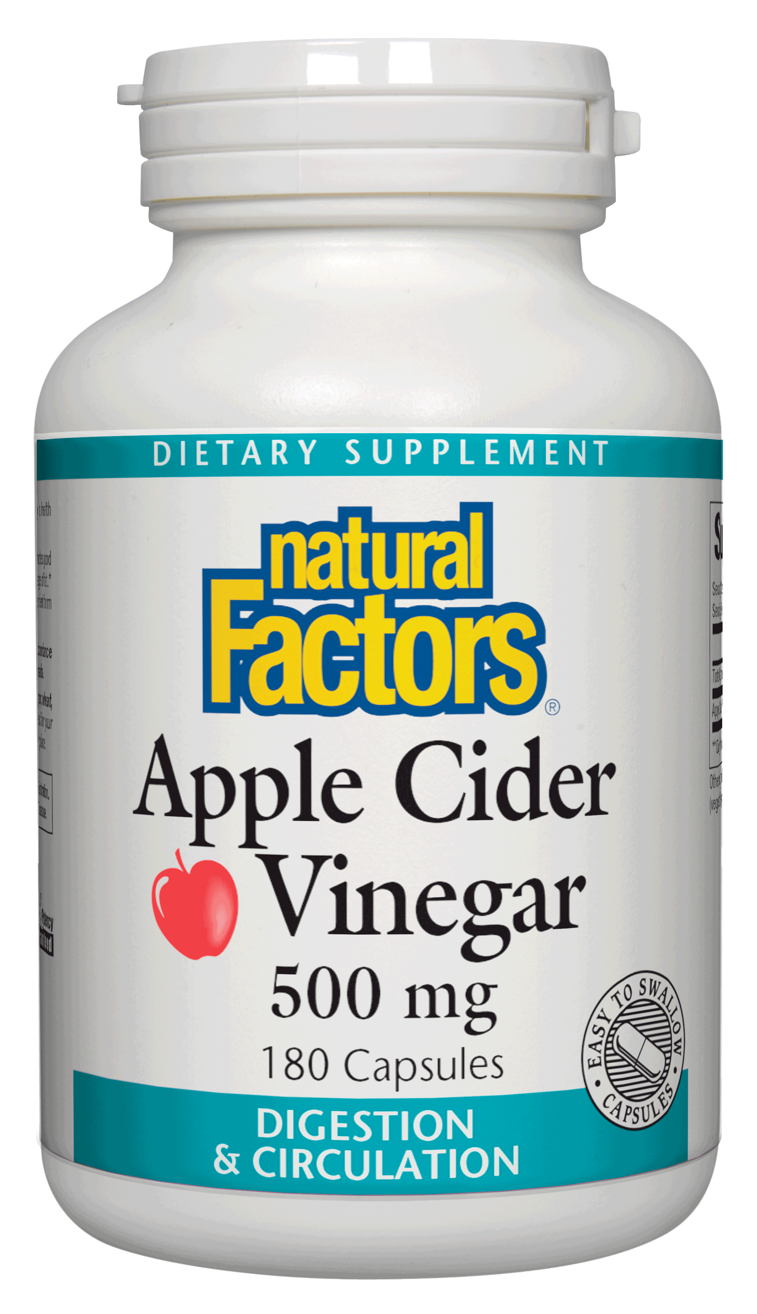 Apple Cider Vinegar 500 mg - Natural Factors - 180 capsules