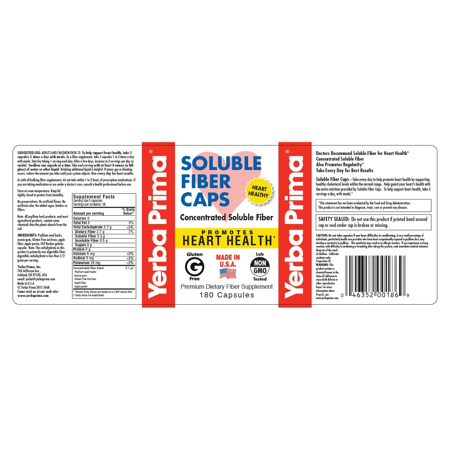 A bottle of Yerba Prima Soluble Fiber Capsules