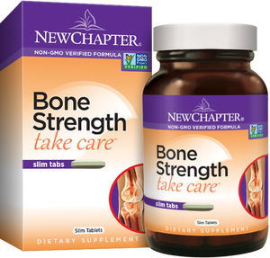 Package and bottle of New Chapter Bone Strength Take Care™ Slim Tablets