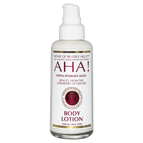 A bottle of AHA! Body Lotion 7.0 oz - for All Skin Types