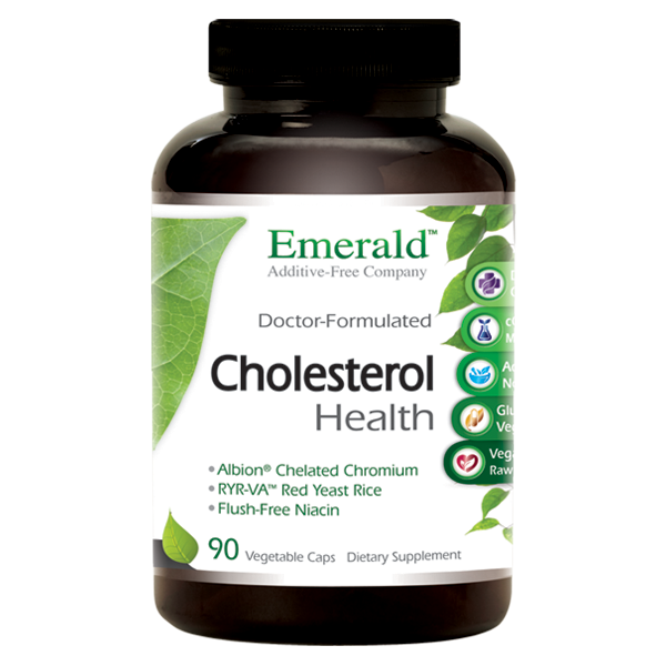 A bottle of Emerald Cholesterol Health