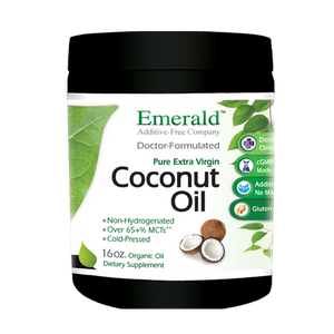 A jar of Emerald Coconut Oil Liquid - 16 oz