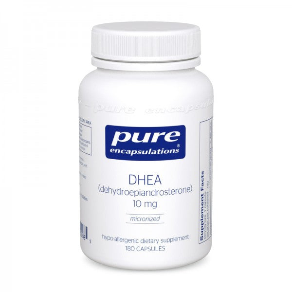 A bottle of Pure DHEA 10 mg