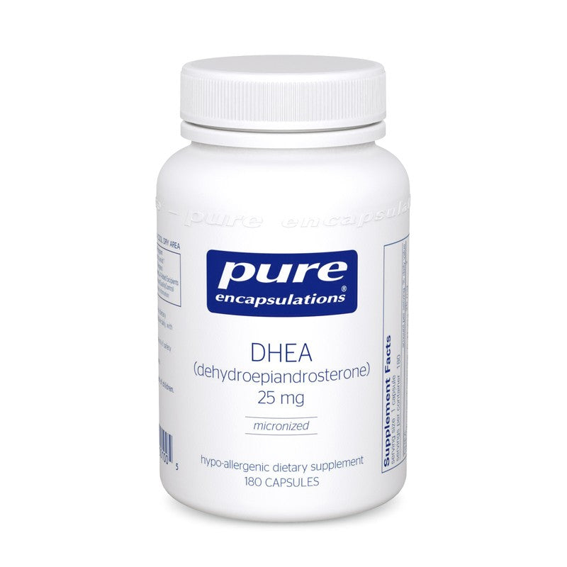 A bottle of Pure DHEA 25 mg