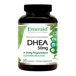 A bottle of Emerald DHEA + Pregnenolone