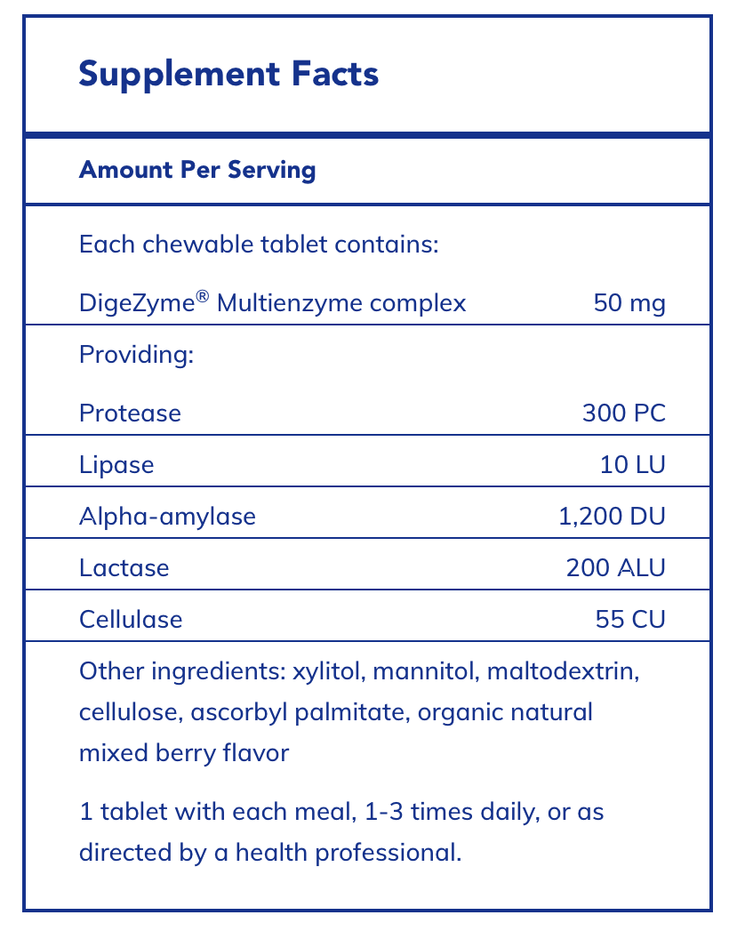 Digestive Enzyme chewables Pure Encapsulations - 100 chewable tablets