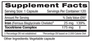 Supplement Facts for Emerald Gentle Iron 25mg