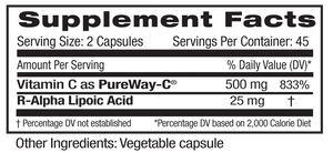 Supplement Facts for Emerald PureWay-C 500mg