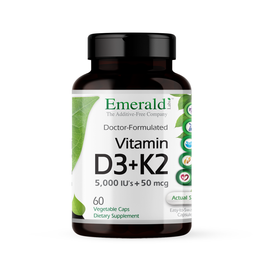 Vitamin D3+K2 - Emerald Labs - 60 vegetable capsules