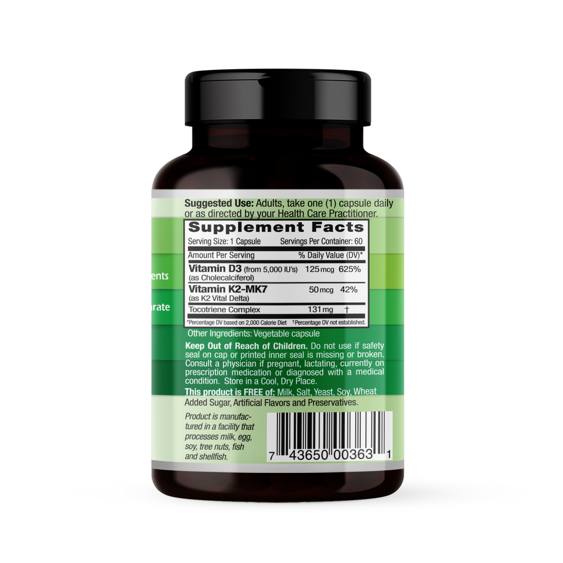 Vitamin D3+K2 - Emerald Labs - 60 vegetable capsules